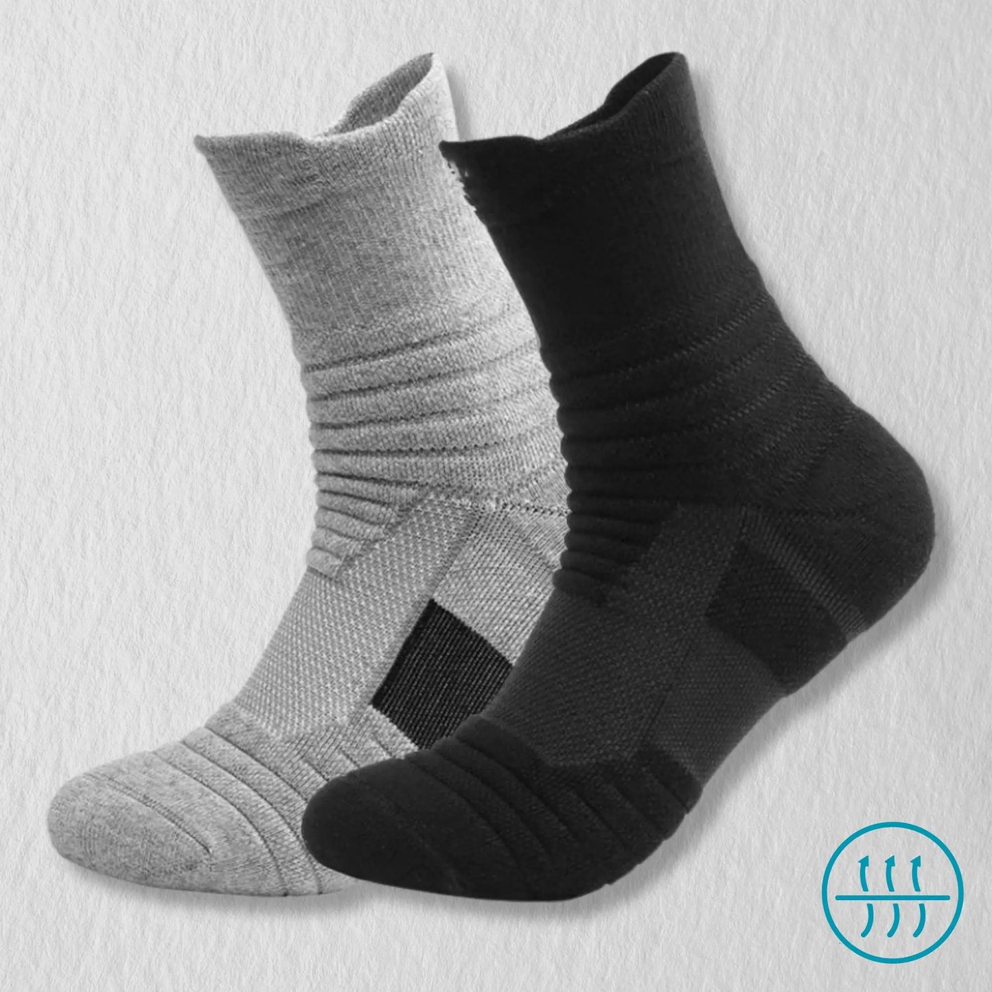 Chaussette antitranspirante pour homme, coloris gris et noir.