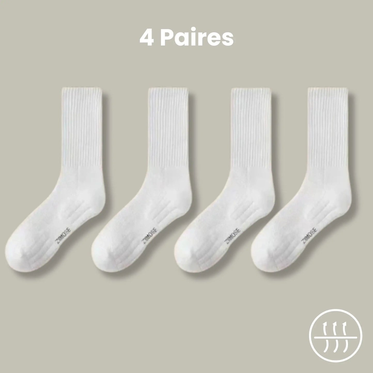 4 paires de chaussettes hautes antitranspirantes pour homme, coloris blanc.