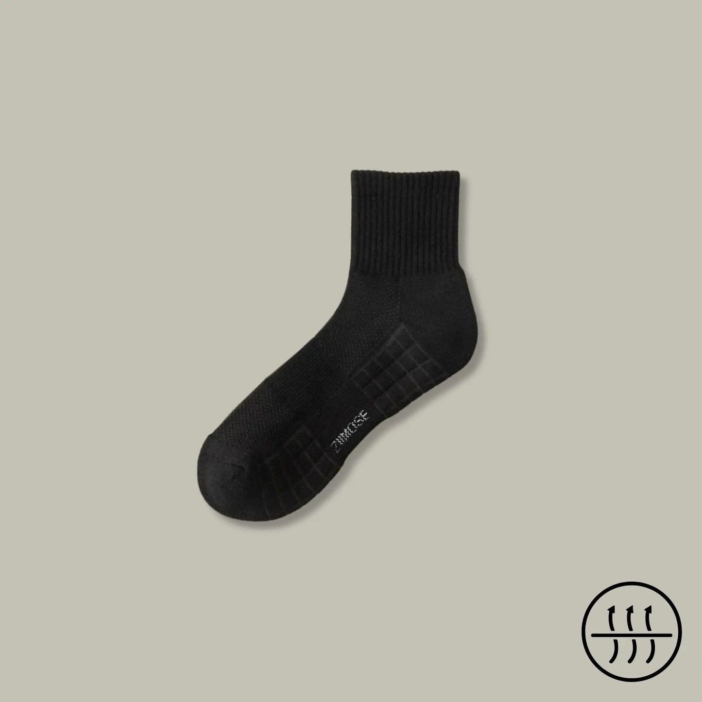 Chaussette antitranspirante mi-mollet pour homme, coloris noir.