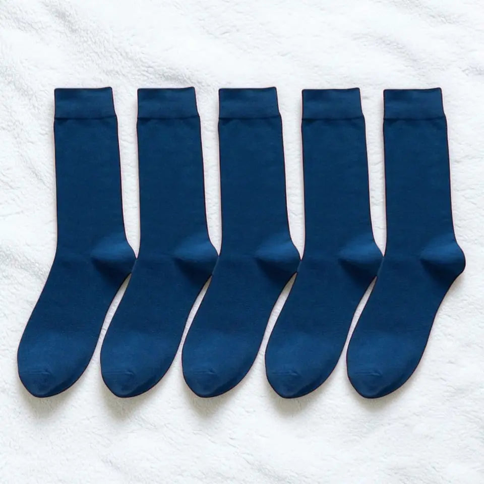 Chaussettes coton homme bleu marine lot de 5 paires douces et résistantes.