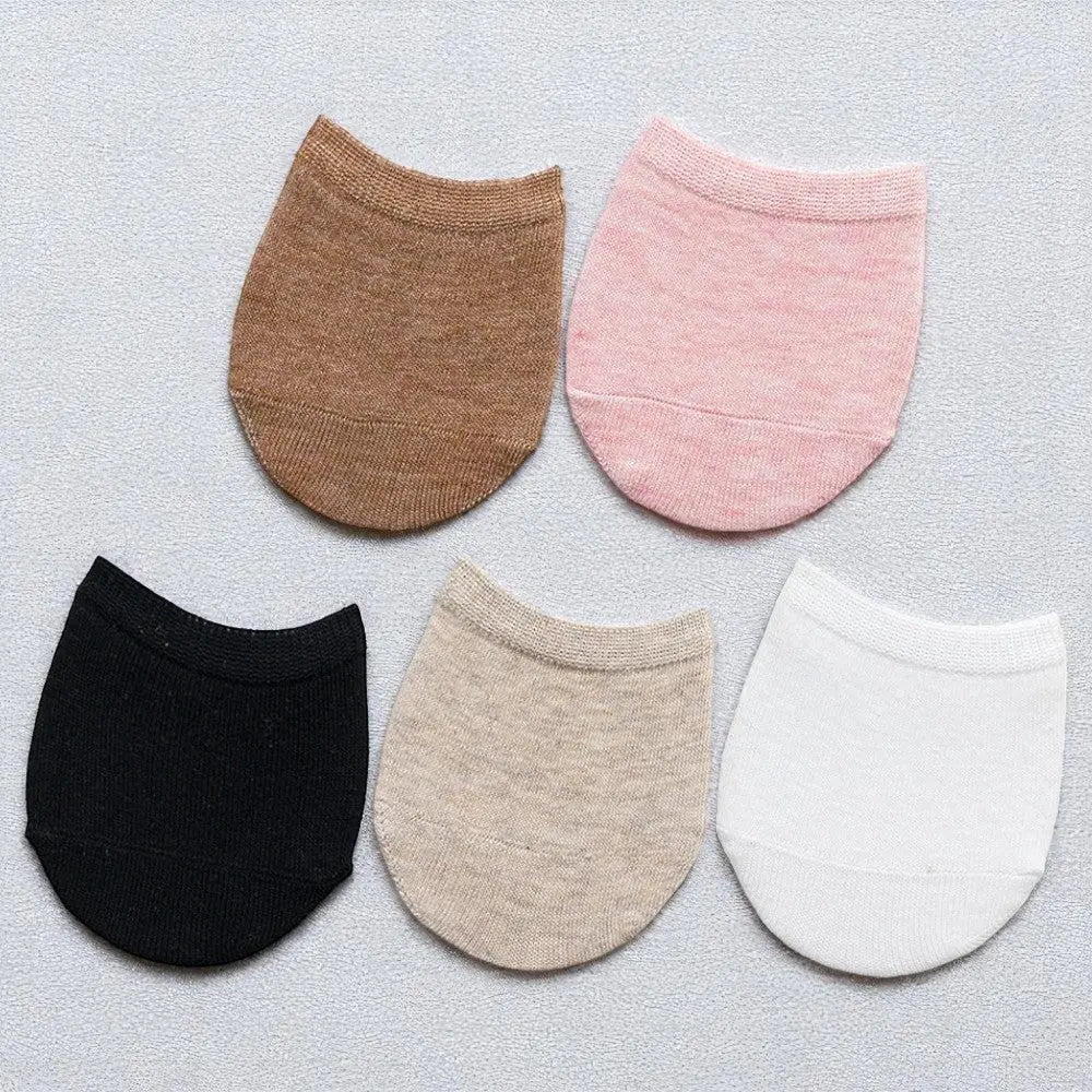 Ensemble de chaussettes invisibles pour femme, tons classiques noir, blanc, beige, marron et rose.