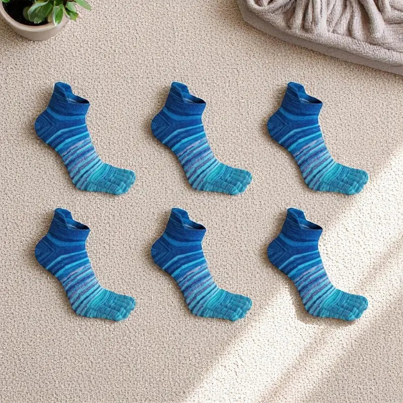 Chaussettes 5 doigts rayées pour running, yoga ou détente - Confort optimal.