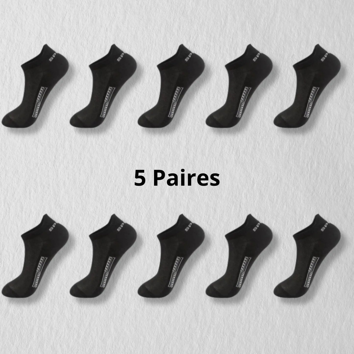 Photo pack de 5 paires de socquettes noires pour homme.