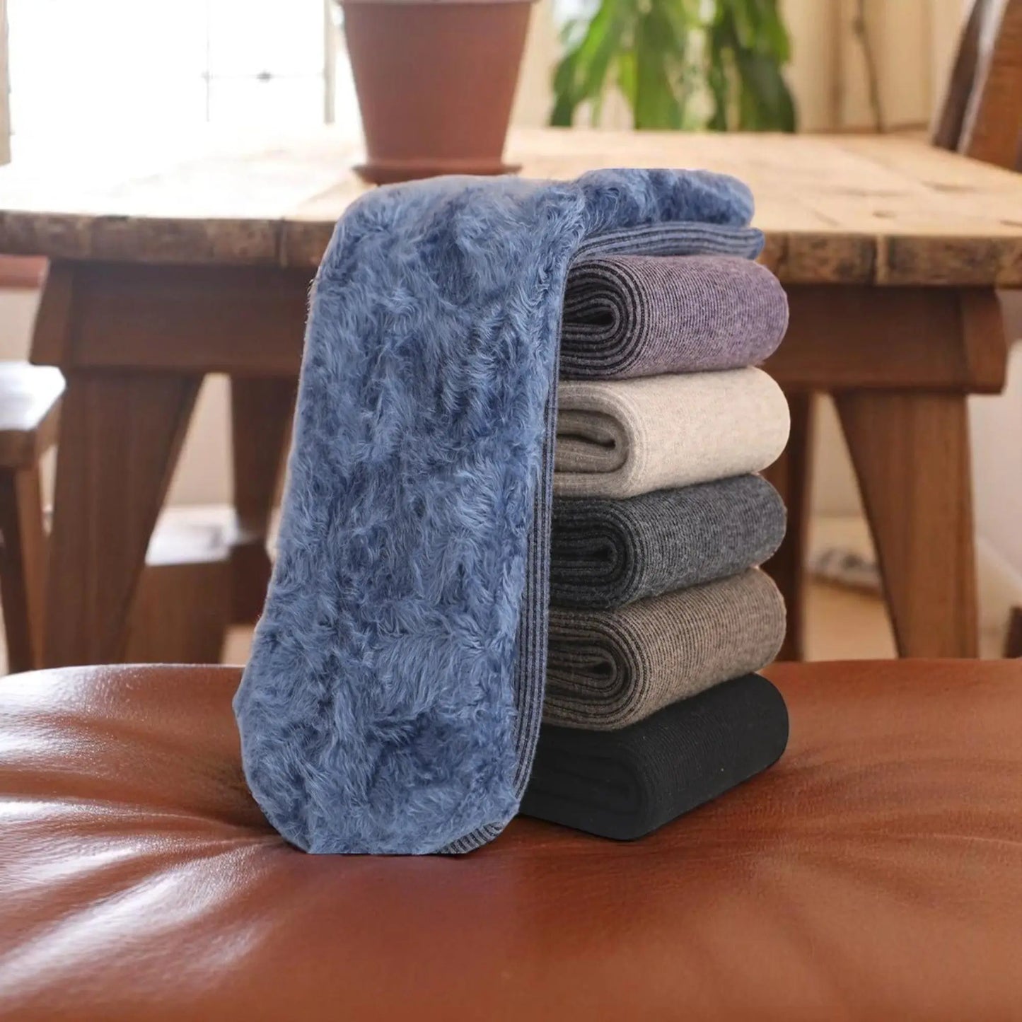 Pack de 6 paires de chaussettes hiver homme, intérieur doublé polaire.