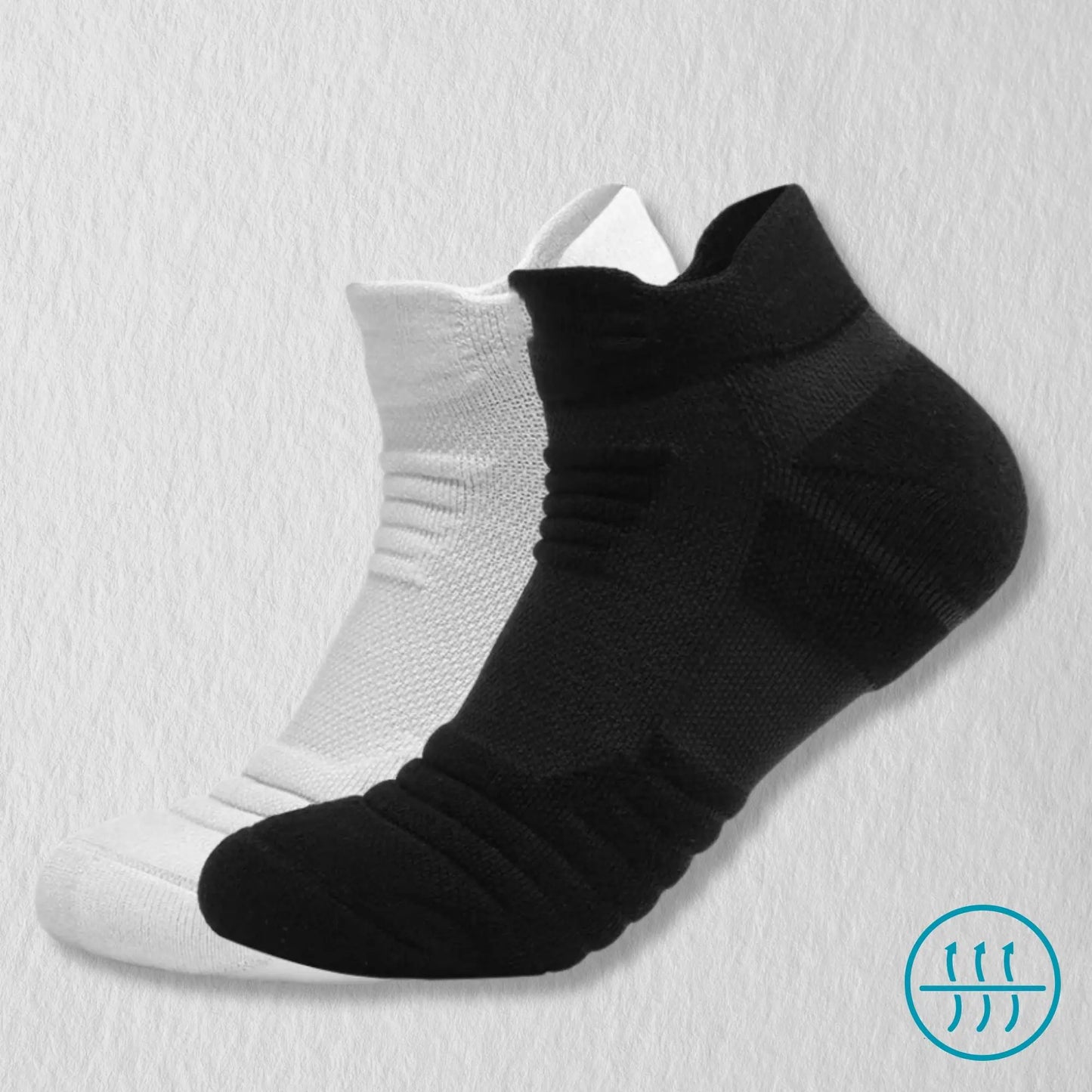 Socquette antitranspirante pour homme, coloris blanc et noir.