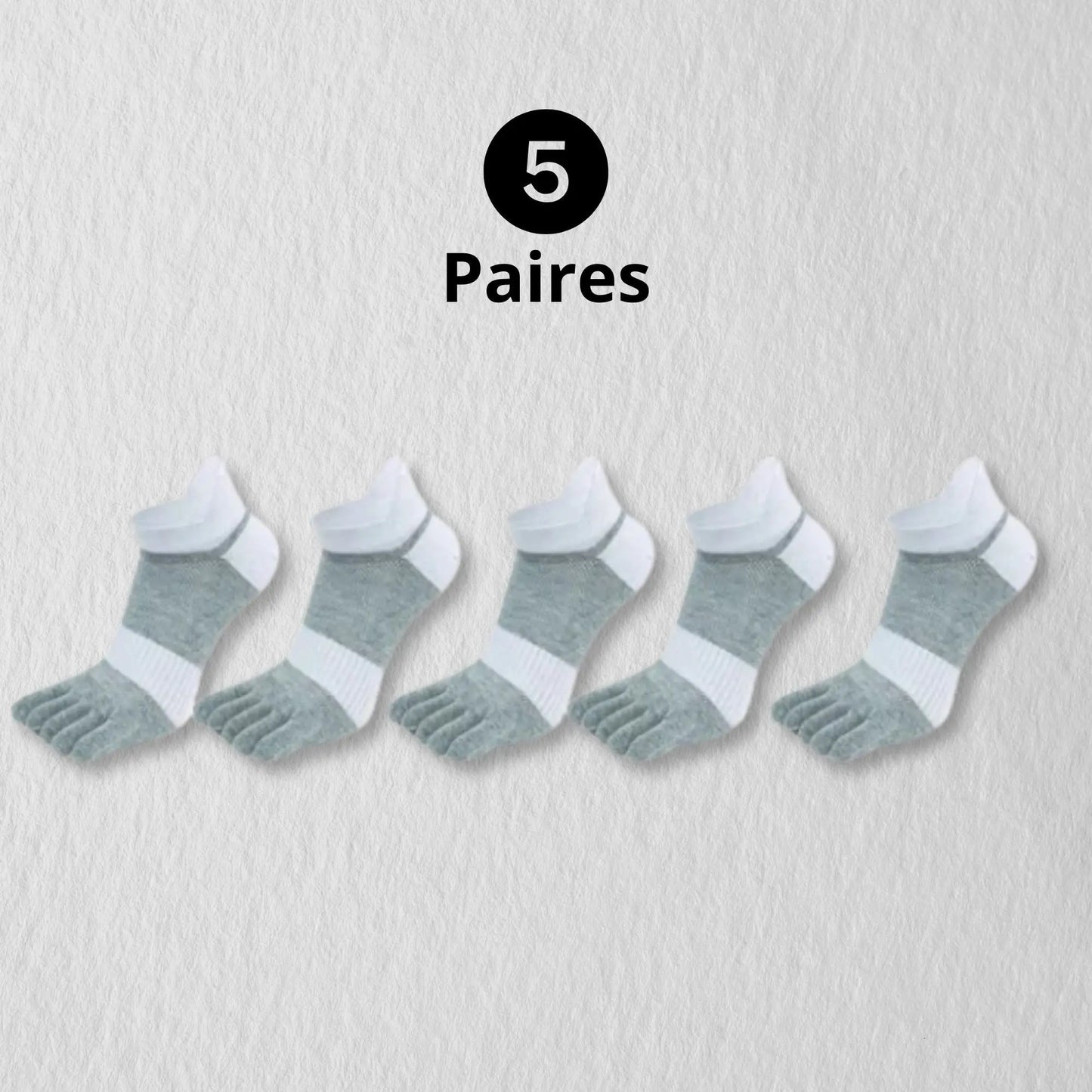 Chaussettes à doigts grises et blanches pour homme (lot de 5).