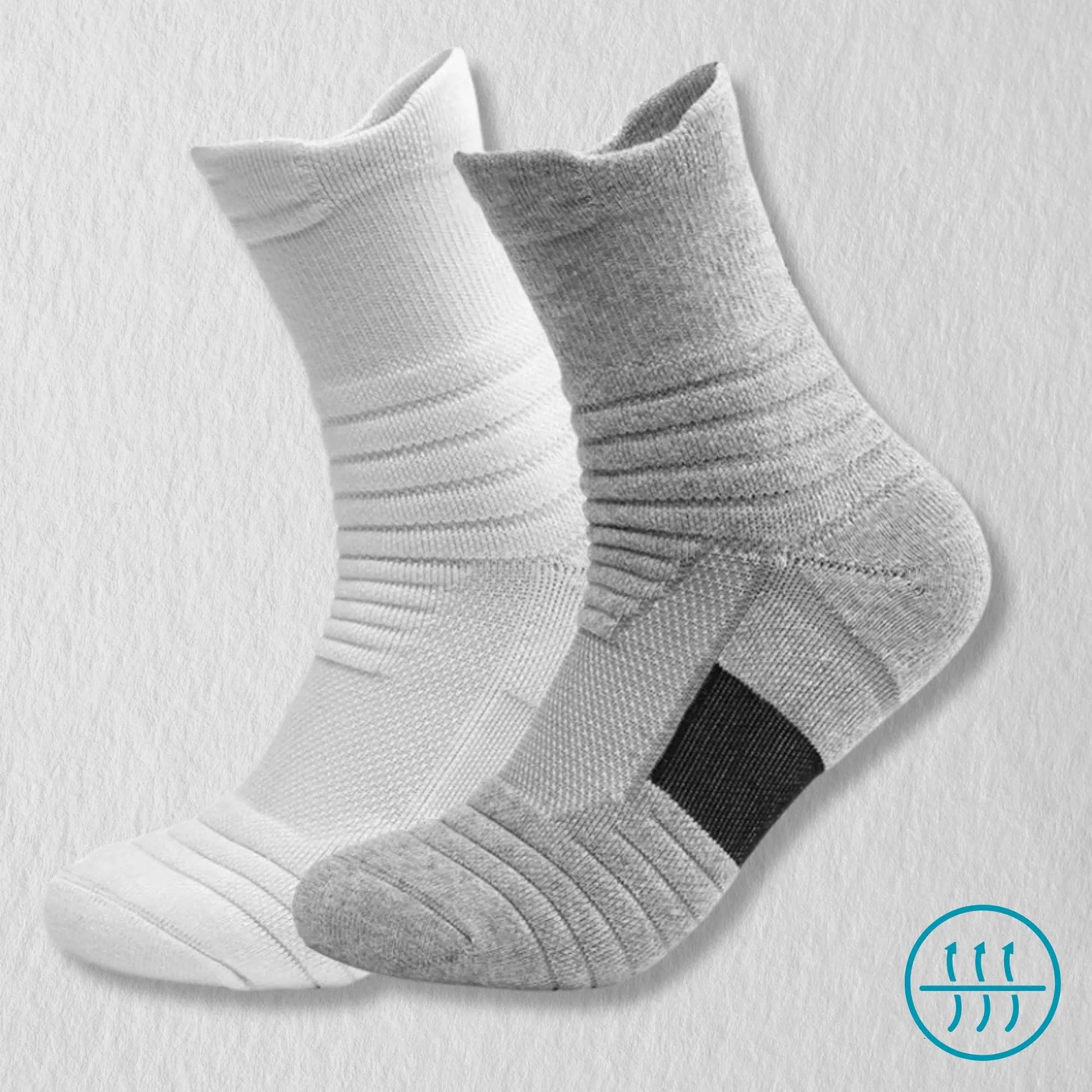 Chaussette antitranspirante pour homme, coloris blanc et gris.
