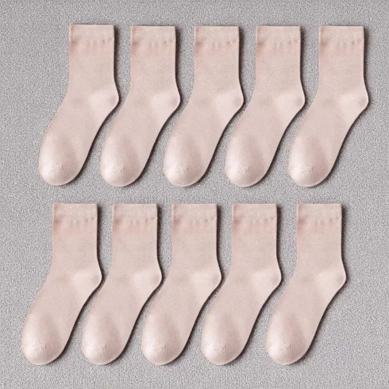 Chaussettes en bambou rose clair pour femme, confortables et sans couture, lot de 10.
