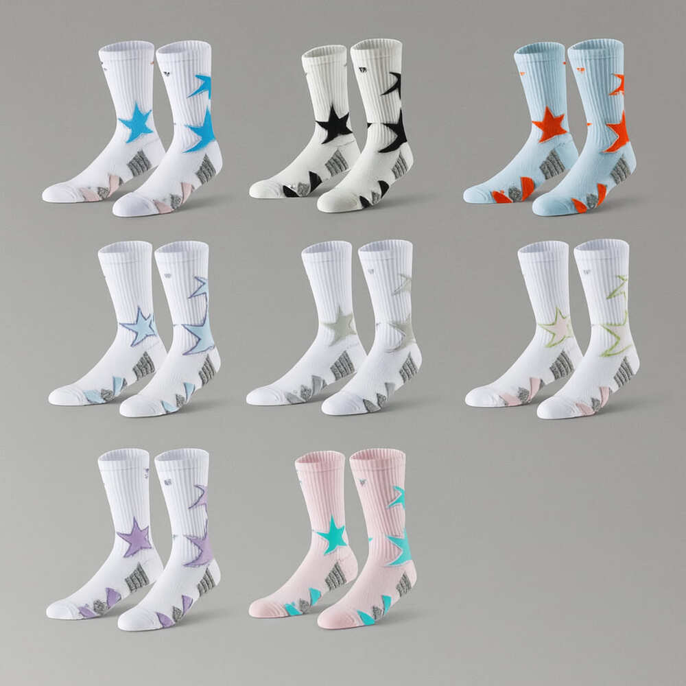 Lot de chaussettes basketball multicolores avec design technique.