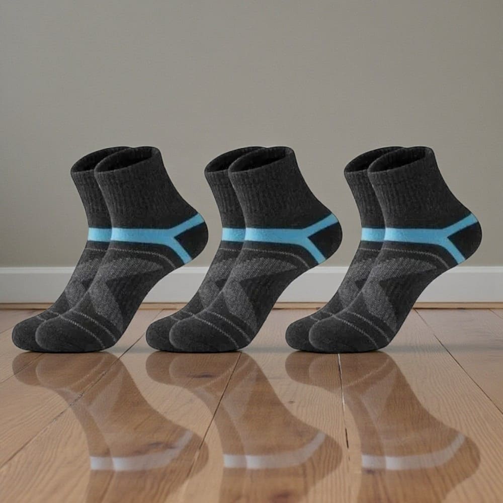 chaussette randonnée gris bleu en lot de trois paires, modèle technique pour marche et trekking.