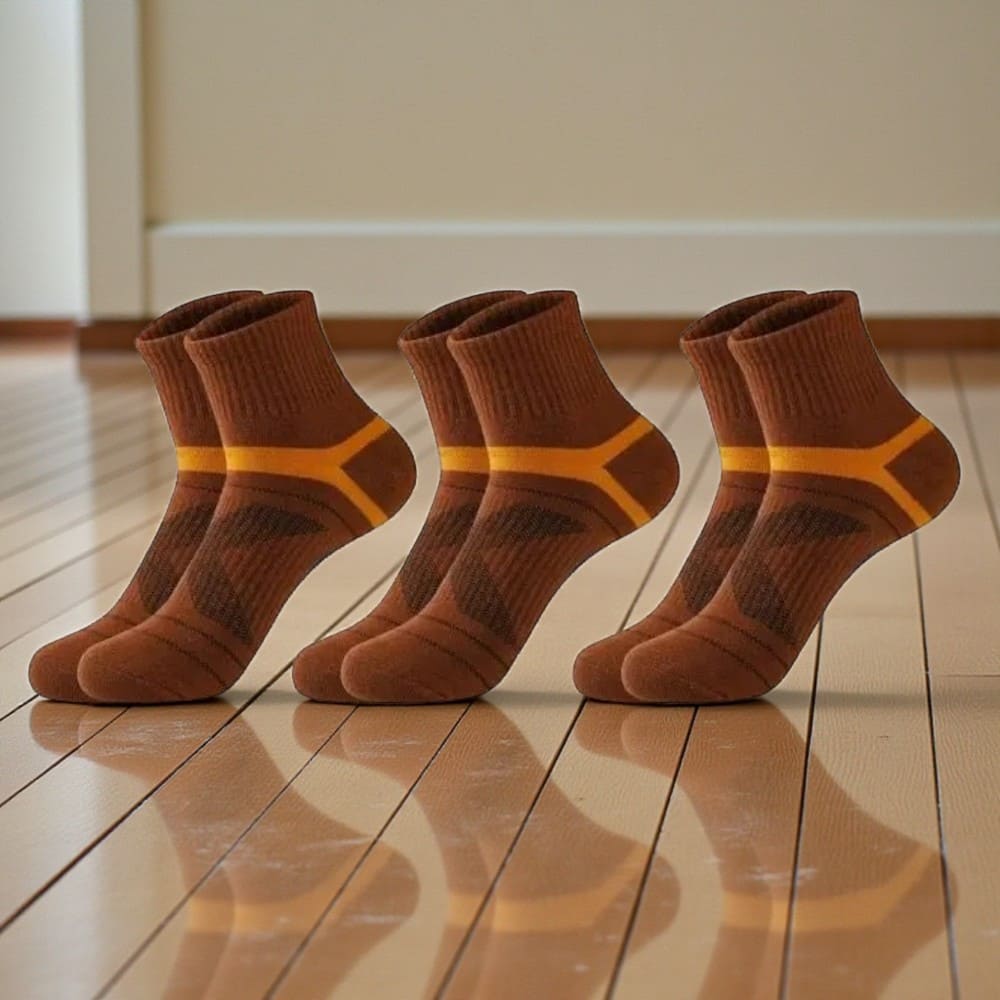 chaussette randonnée marron orange en lot, chaussettes épaisses et respirantes pour trek.