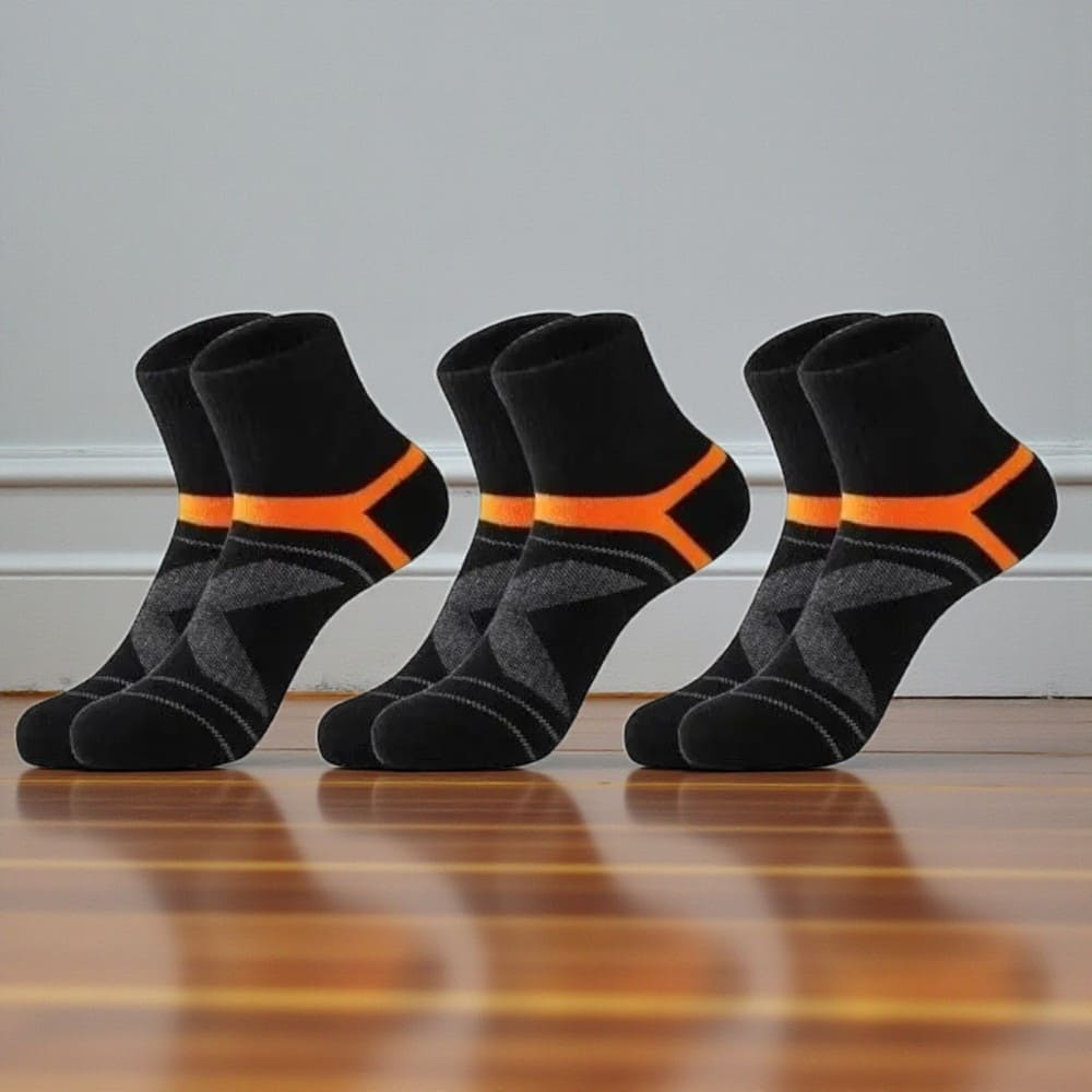 chaussette randonnée noir orange en lot, chaussettes techniques pour randonnée intensive.