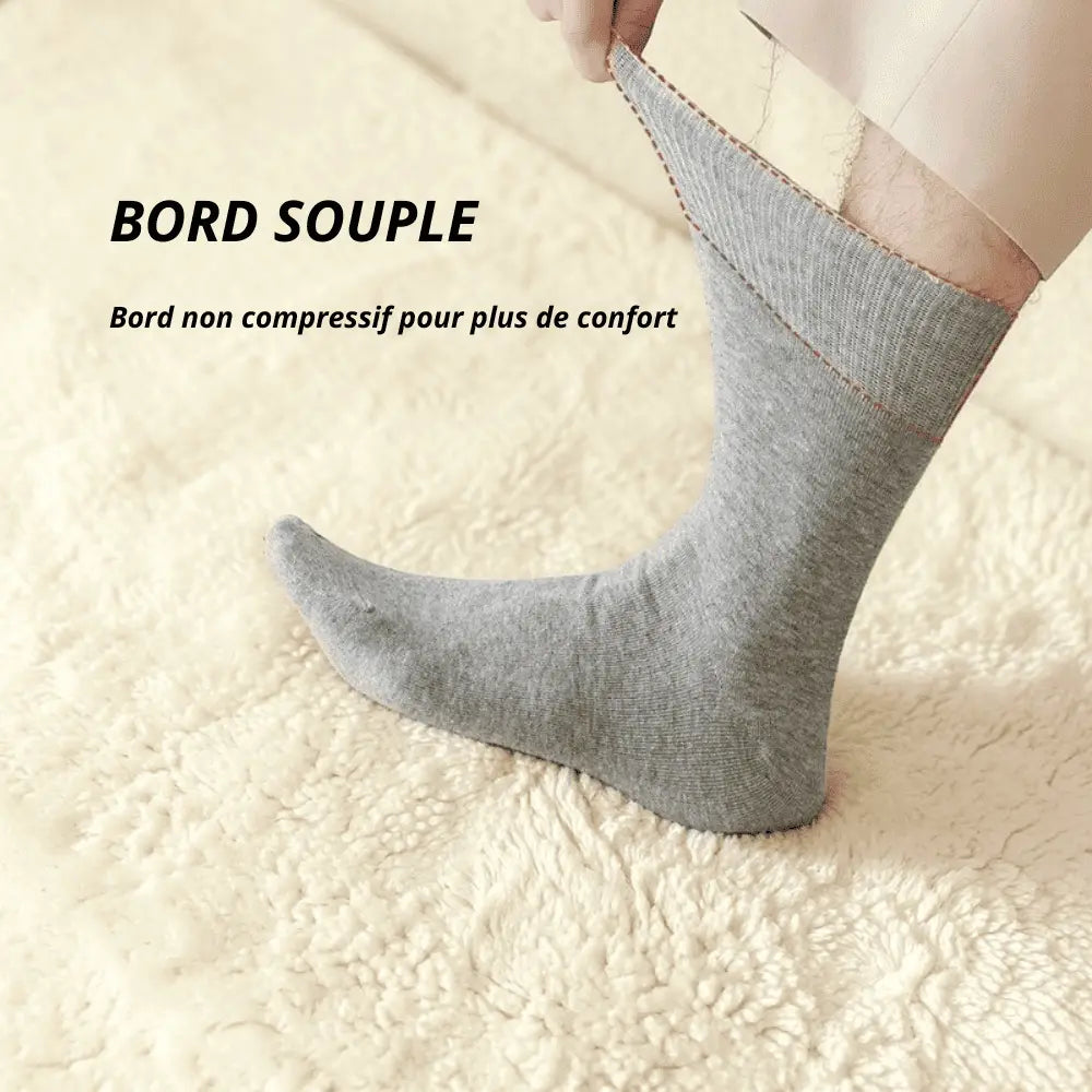 Chaussettes anti transpiration homme avec bord souple non compressif.
