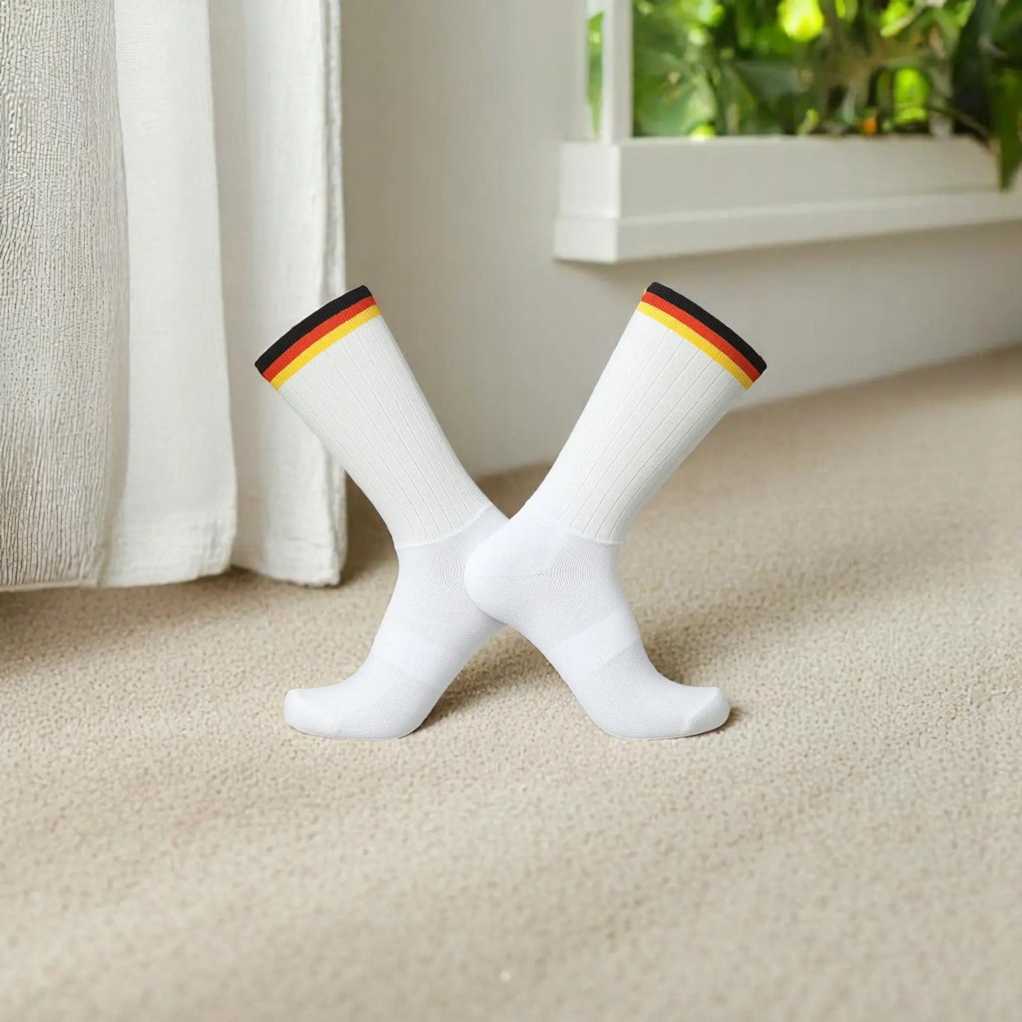 Chaussettes antidérapantes blanches aux couleurs de l’Allemagne pour homme.