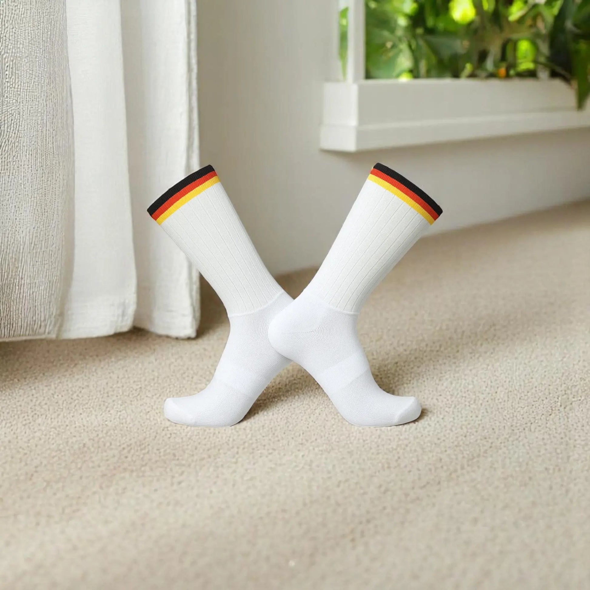 Chaussettes antidérapantes blanches aux couleurs de l’Allemagne pour homme.