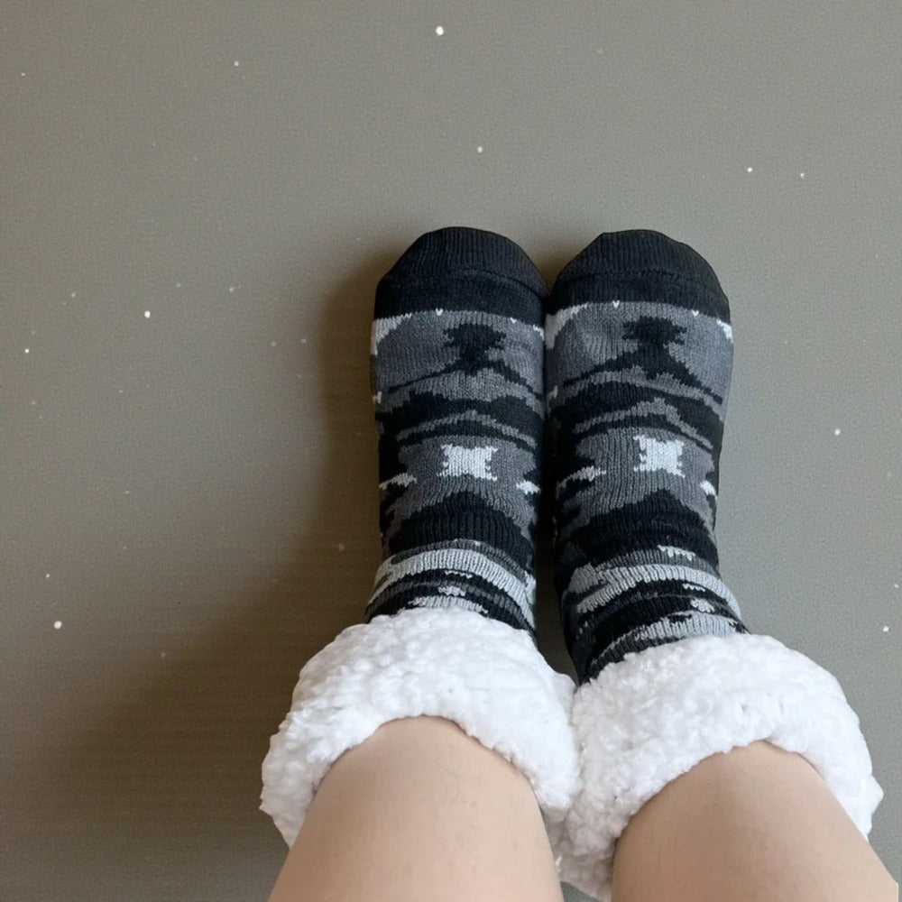 Chaussettes chausson enfant doublées, offrant chaleur et confort pour l’hiver.