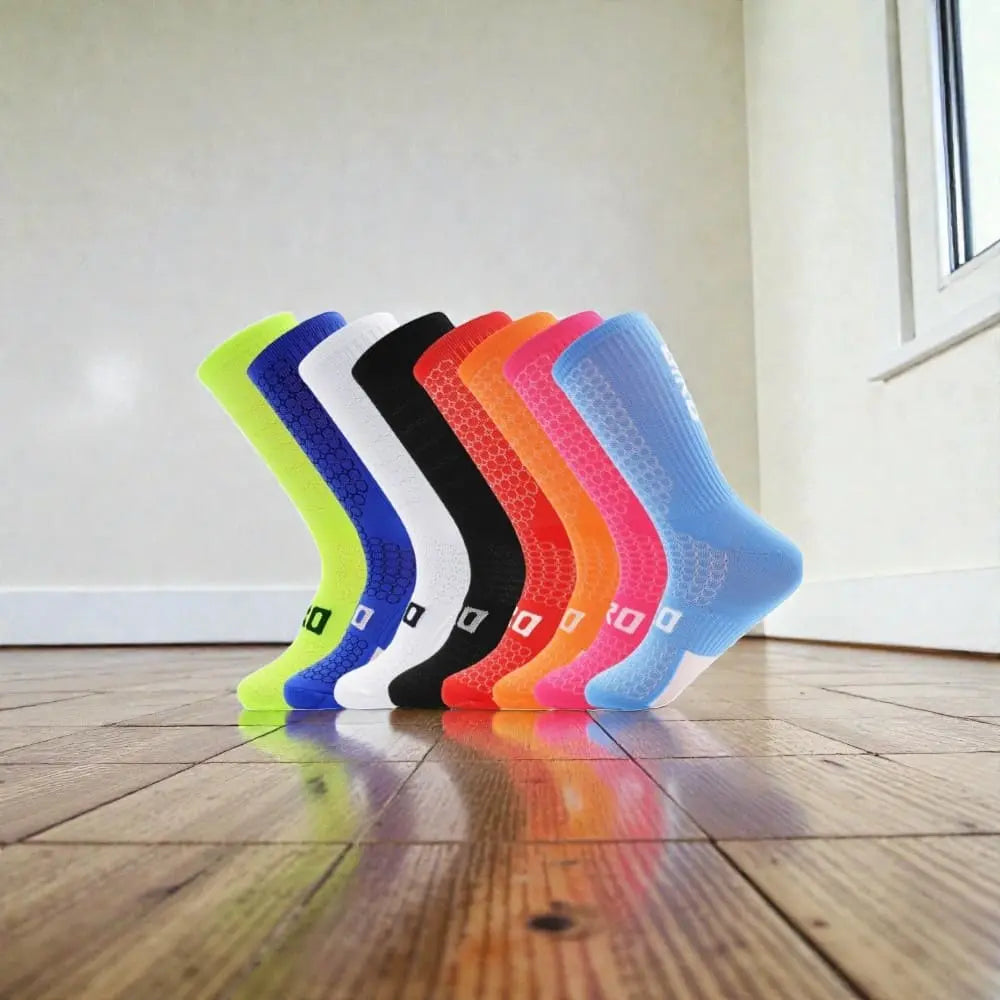 Chaussettes cyclisme respirantes multicolores haute performance pour vélo.
