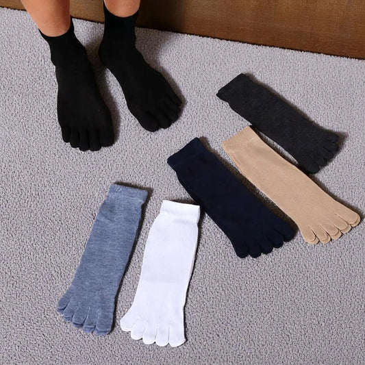 Chaussettes à orteils pour homme – lot de couleurs unies, confort respirant pour un usage quotidien ou sportif.