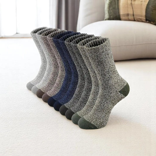 Lot de chaussettes en laine grises, bleues et vertes pour homme – Grand confort et chaleur assurée.