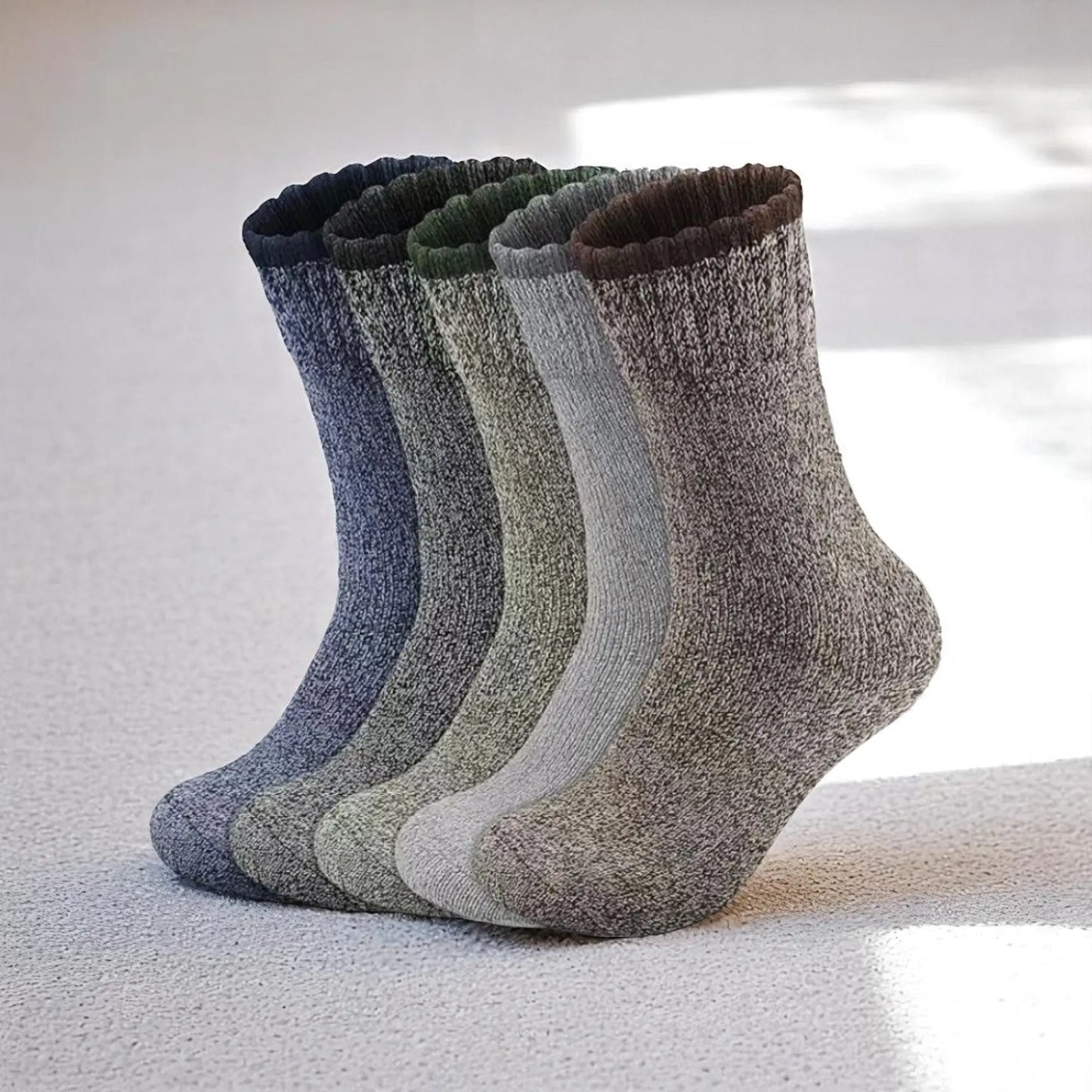 Chaussettes en laine épaisses pour homme – Pack de 5 paires chaudes et douces pour l’hiver.