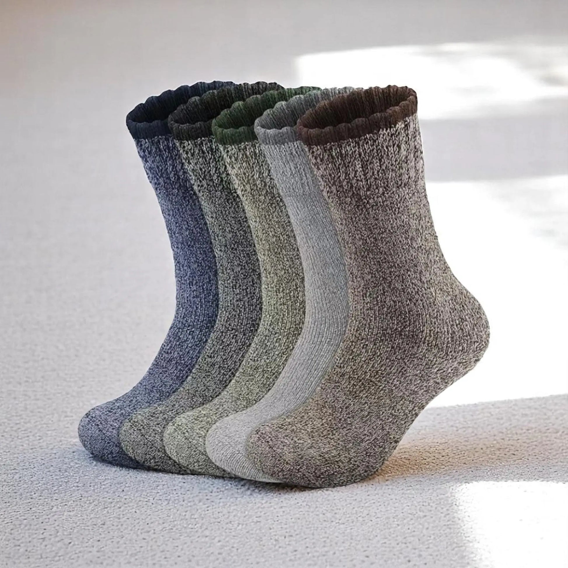 Chaussettes en laine épaisses pour homme – Pack de 5 paires chaudes et douces pour l’hiver.