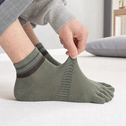 Chaussettes à doigts kaki extensibles pour homme, maintien optimal et confort tout au long de la journée.