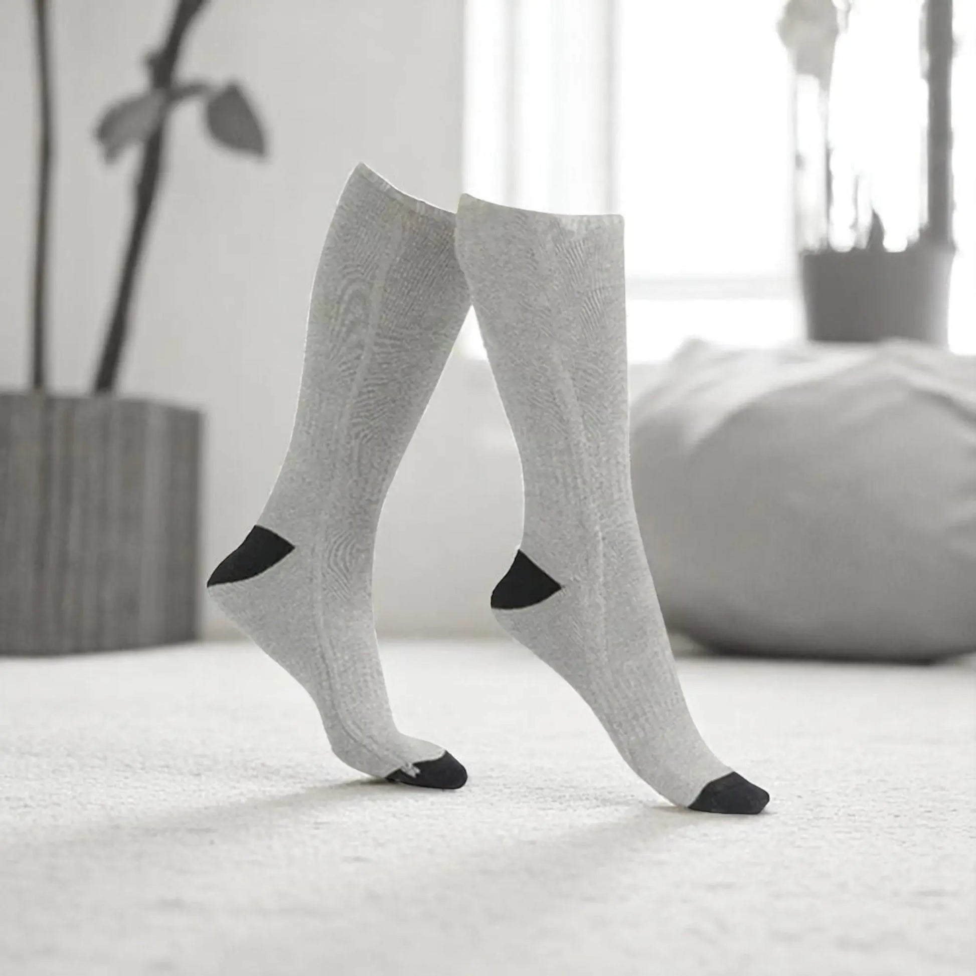 Chaussettes chauffantes classiques grises confort thermique homme.