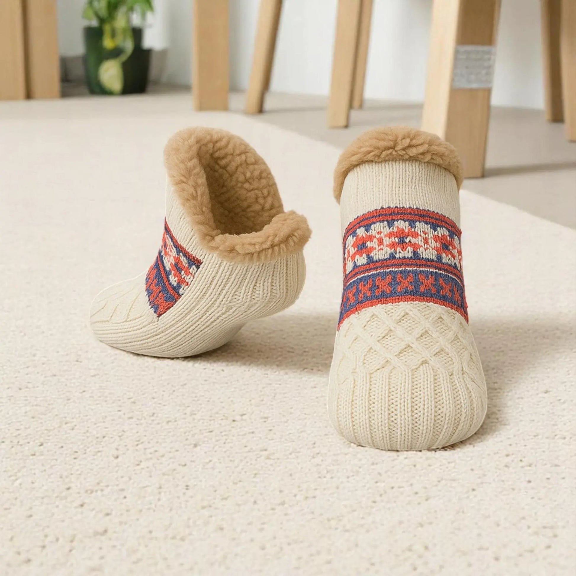 Chaussettes antidérapantes chaudes pour homme, style chausson.