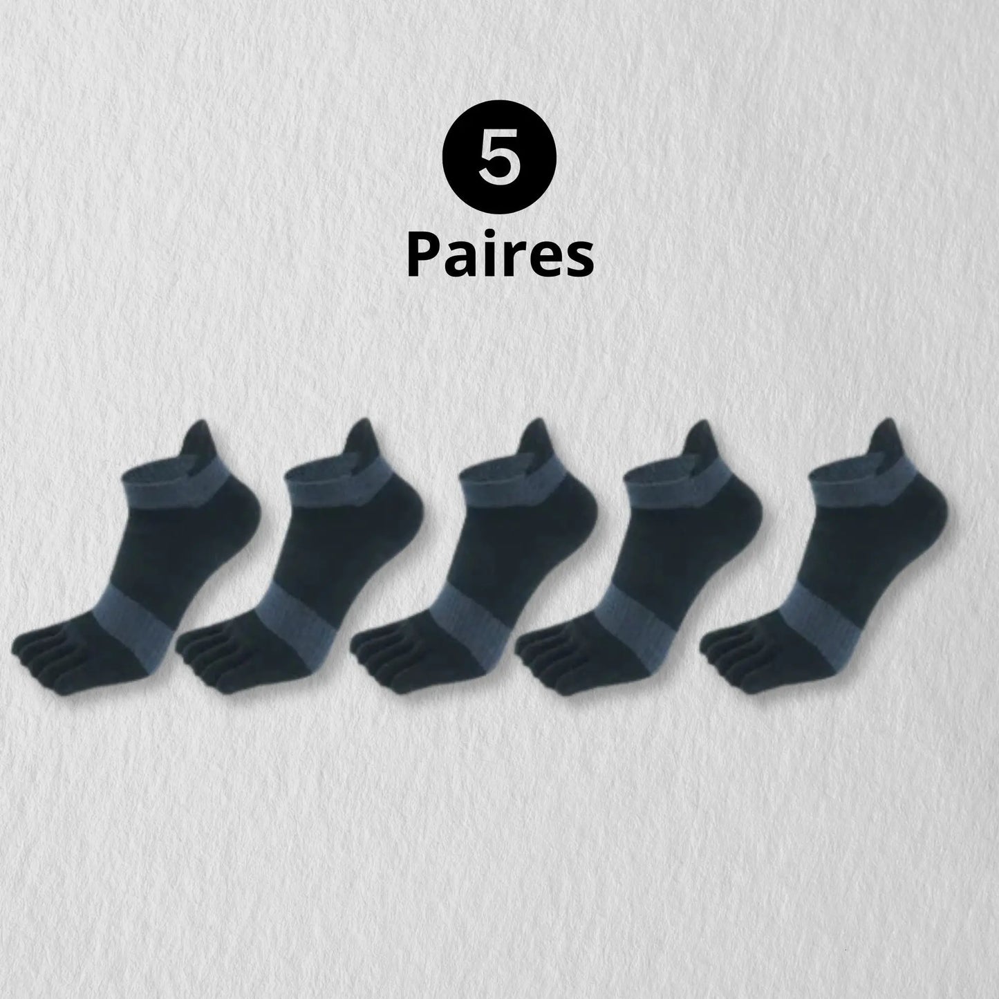 Chaussettes noires à doigts séparés en lot de 5 paires.