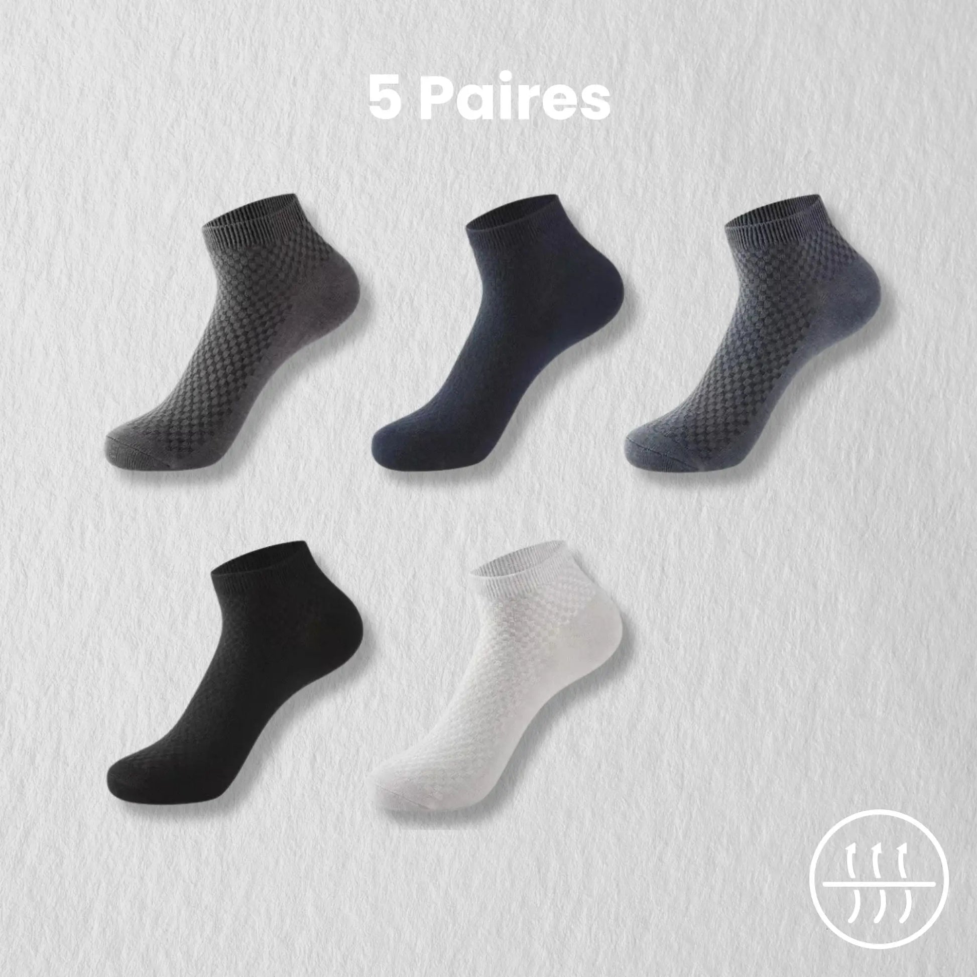Collection de socquettes antitranspirantes colorées homme.