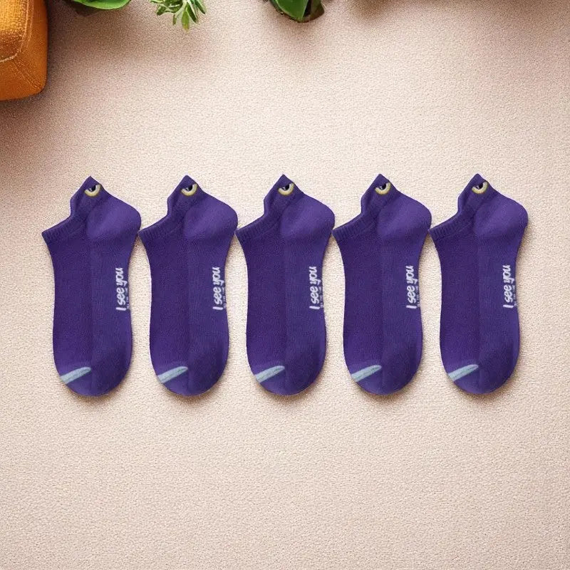 Lot de socquettes violettes pour homme avec broderie œil.