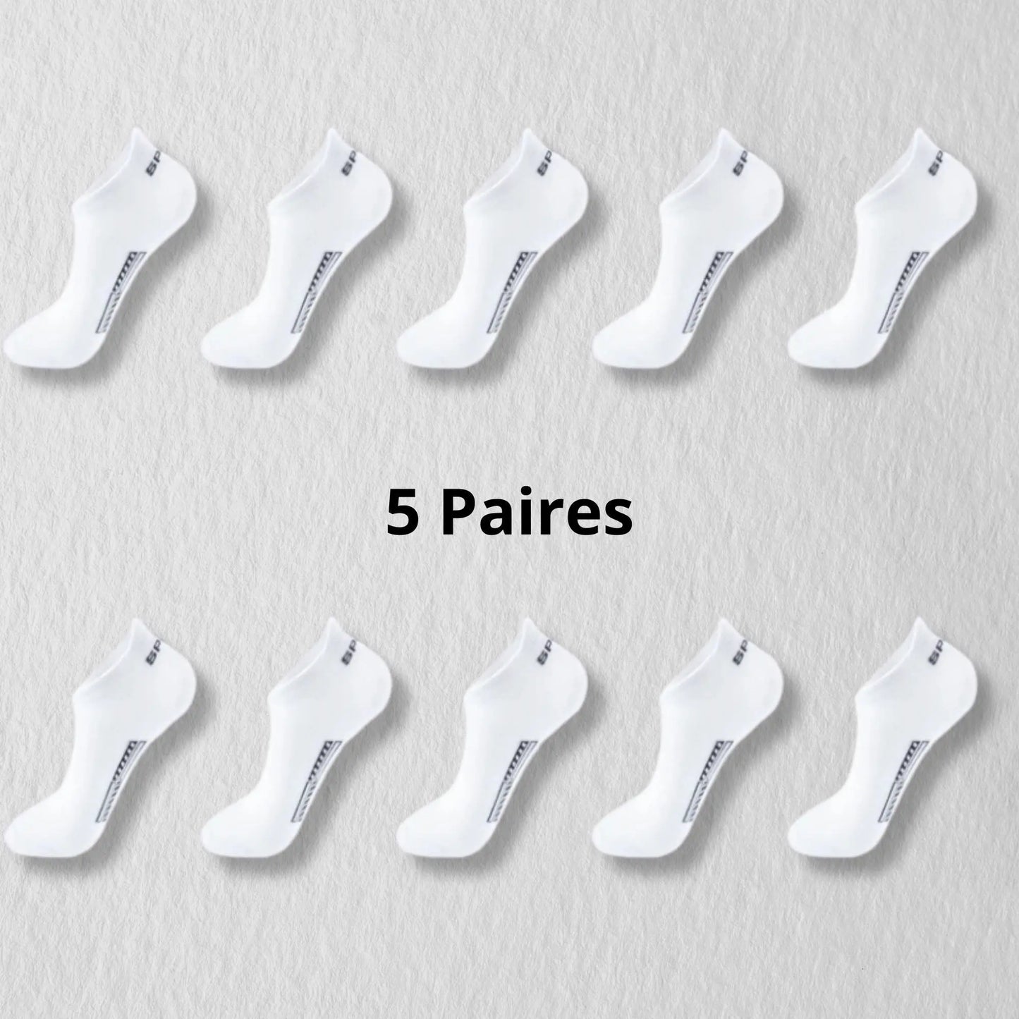 Image pack de 5 paires de socquettes blanches pour homme.
