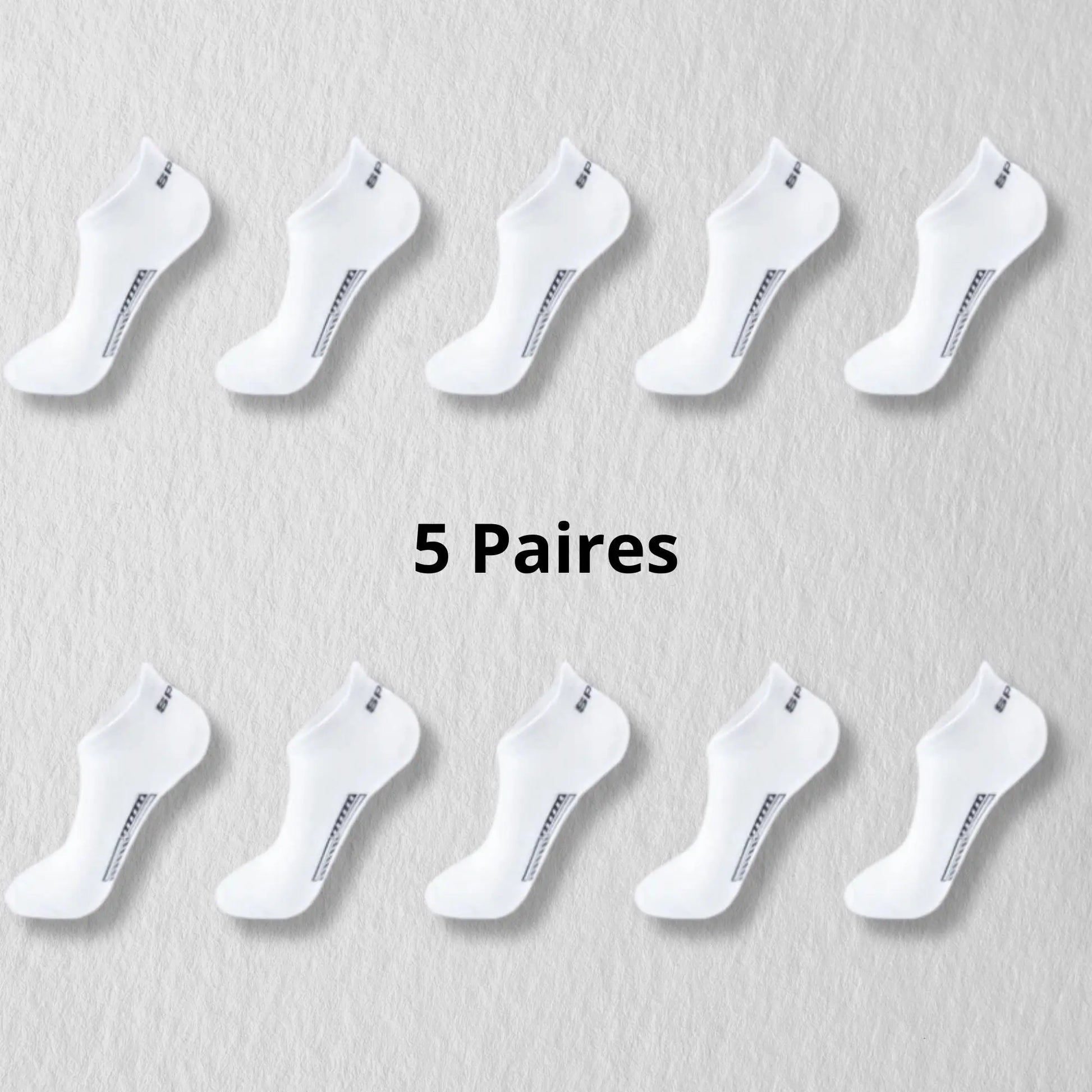 Image pack de 5 paires de socquettes blanches pour homme.