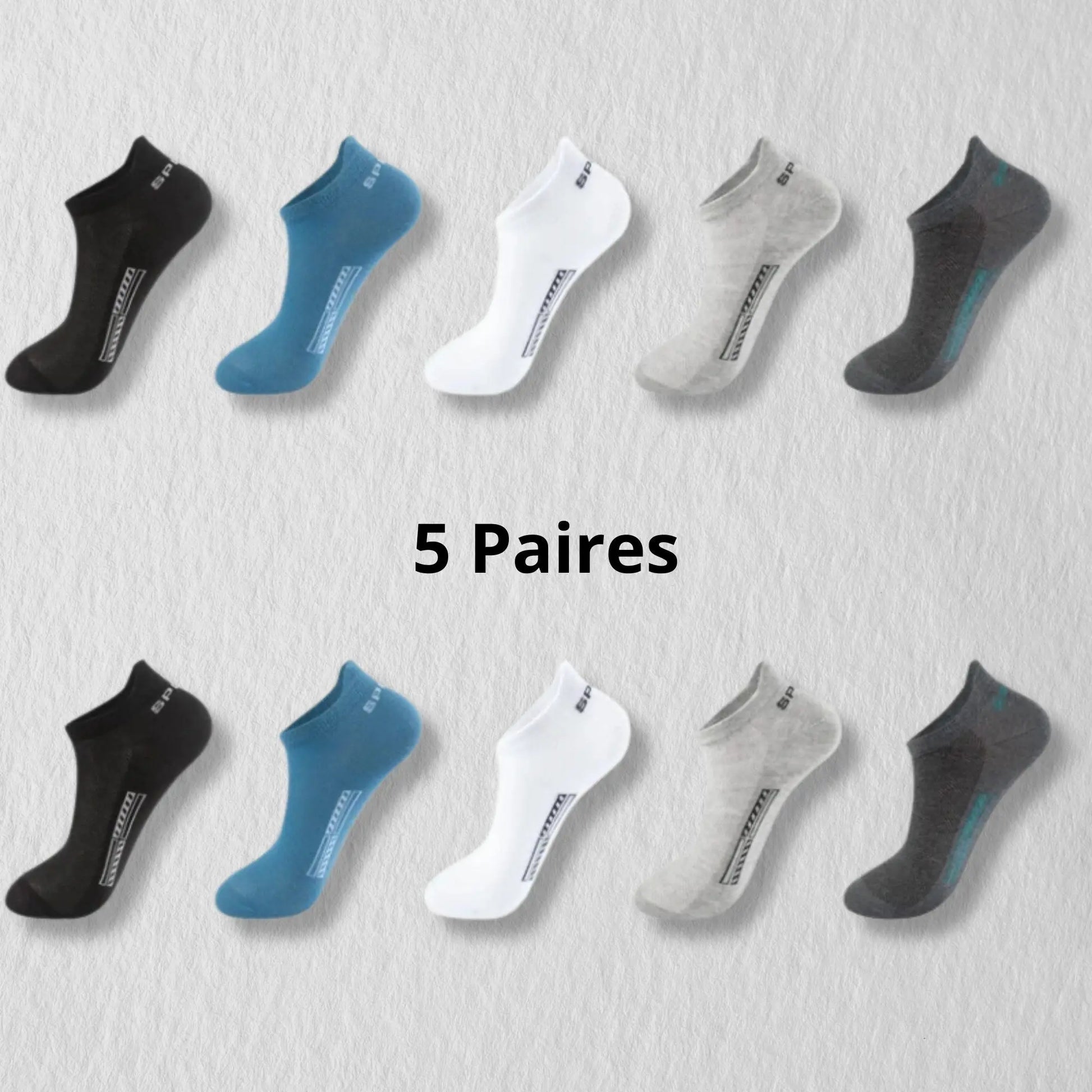 Pack 5 Paires Socquettes Multicolores pour Homme.