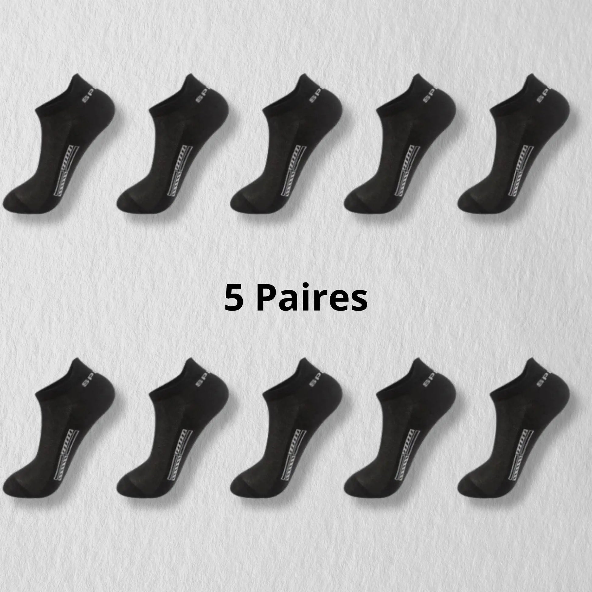 Photo pack de 5 paires de socquettes noires pour homme.