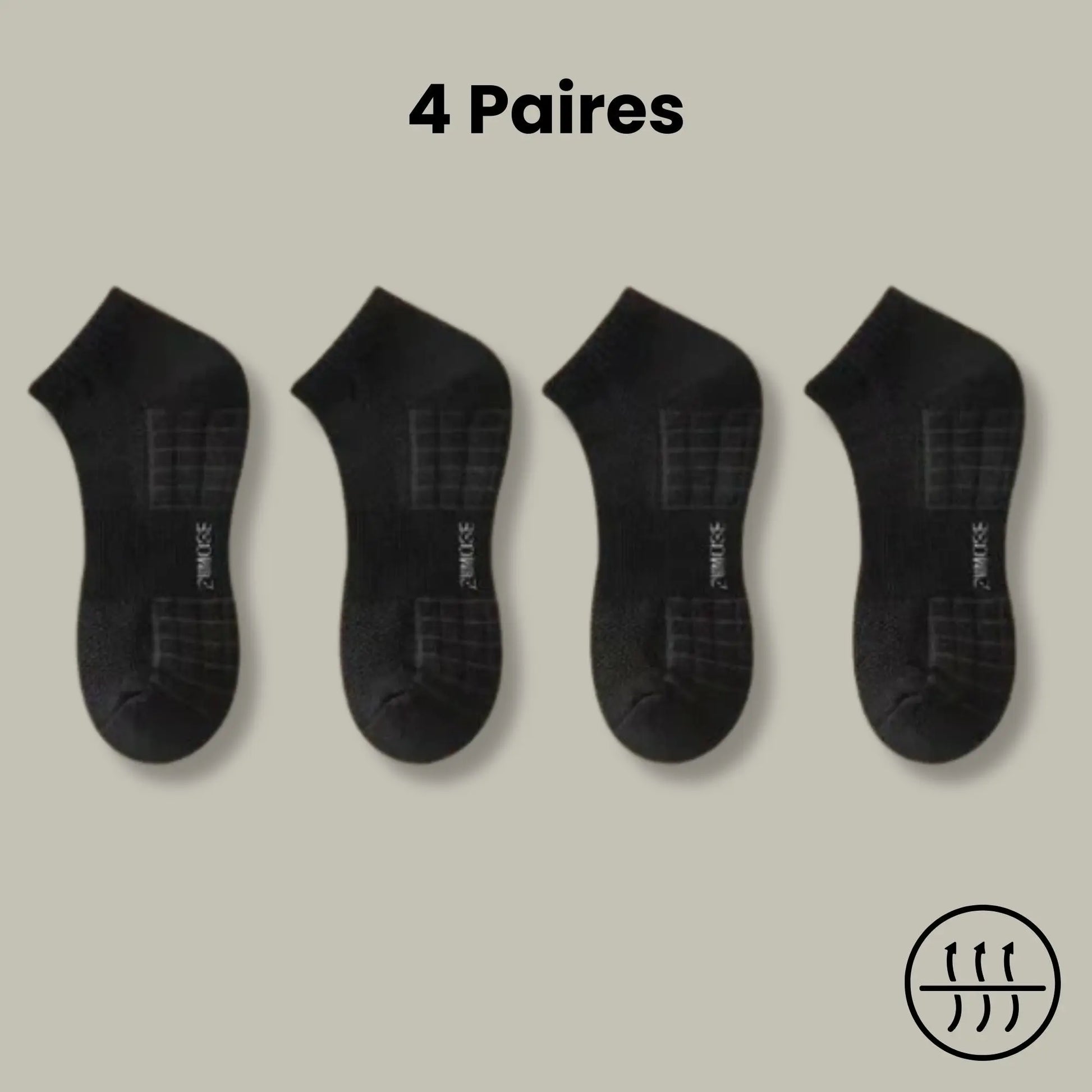 4 paires de socquettes antitranspirantes pour homme, coloris noir.