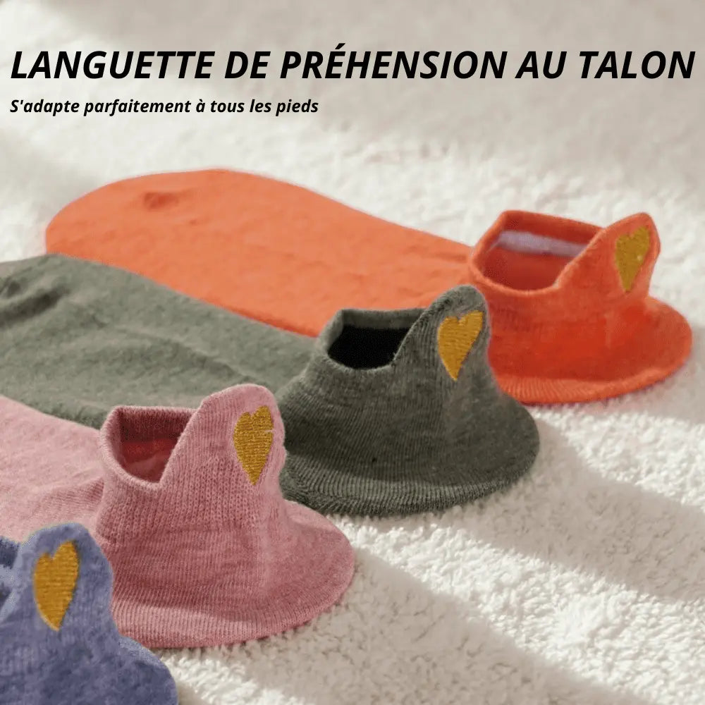 Socquettes femme avec languette de préhension au talon s'adaptant à tous les pieds.